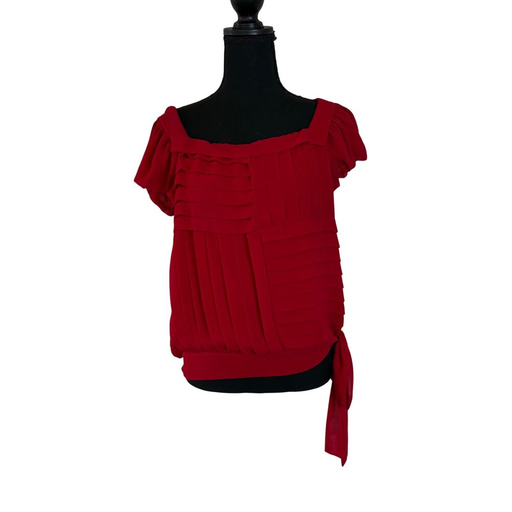 Studio M Red Pleated Off Shoulder Blouse L